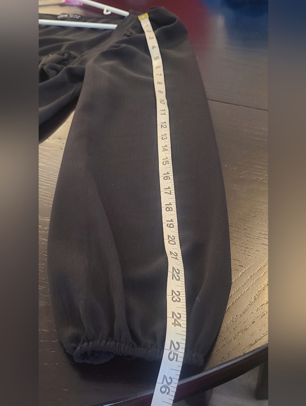 #36 Shein Black Peasant  Sweetheart Long Sleeve Black Top, Med - Picture 10 of 11